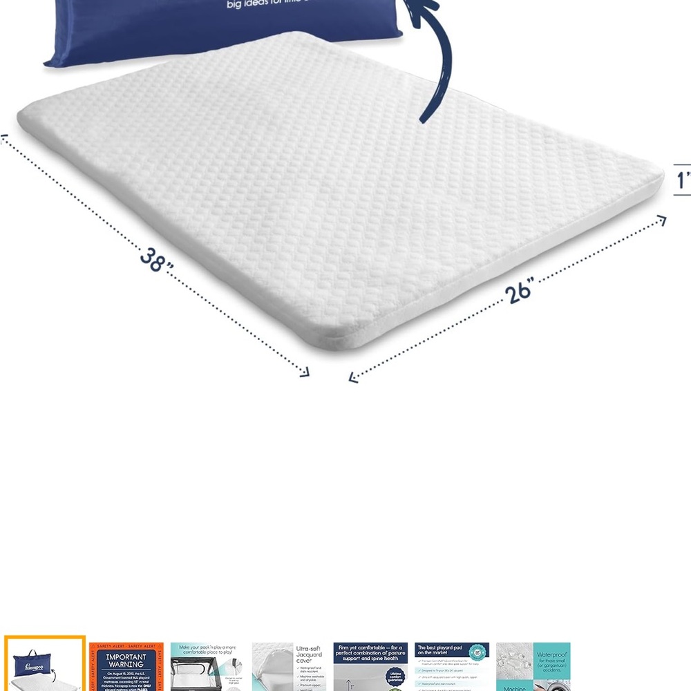 Hiccapop Playpad For Pack-n-Play Washable 1" Thick Mattress Topper